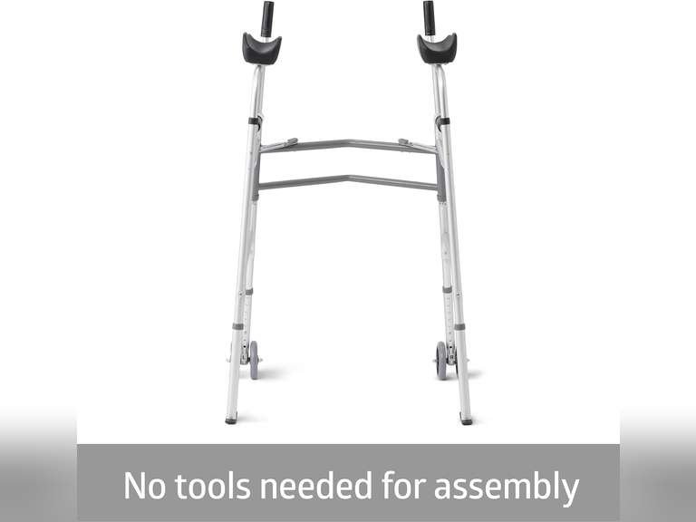 Medline Upright Walker with 5 Dual Wheels, Forearm Walker with Armrests, Height Adjustable, 300lb Weight Capacity 90