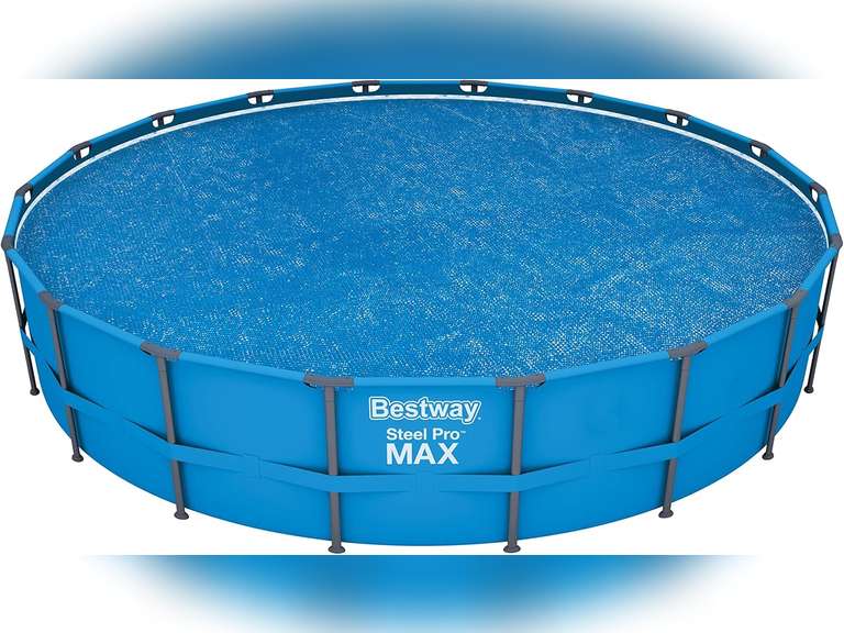 Bestway Flowclear 18 Foot Round Solar Heat Secure Pool Cover for Above Ground Swimming Pools with Storage Bag, Blue (Cover Only) 77