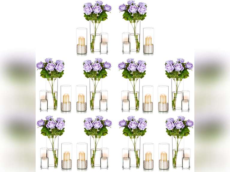 Romadedi Glass Vases for Centerpieces - Set of 30 Hurricane Candle ...