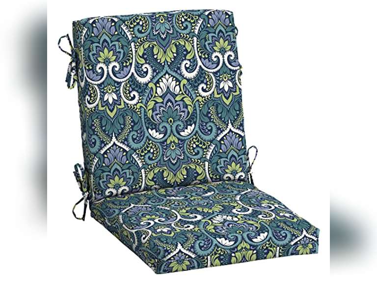 Arden Selections Outdoor Chair Cushion 16.5 x 18, Sapphire Aurora Blue Damask 35
