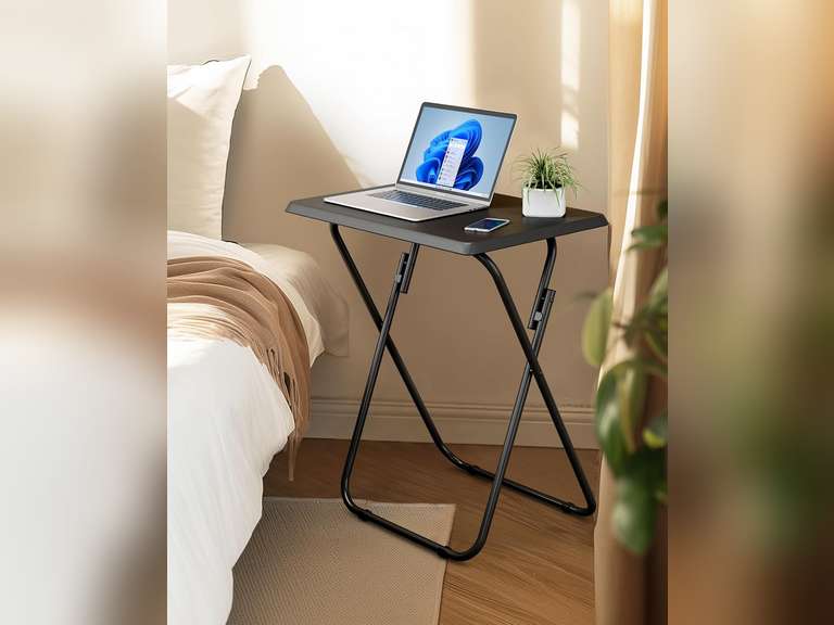 (Similar)Folding TV Tray Table -Stable Tray Table with No Assembly Required, TV Dinner Tray for Eating, Foldable Snack Tables for Bed & Sofa (Black) 36