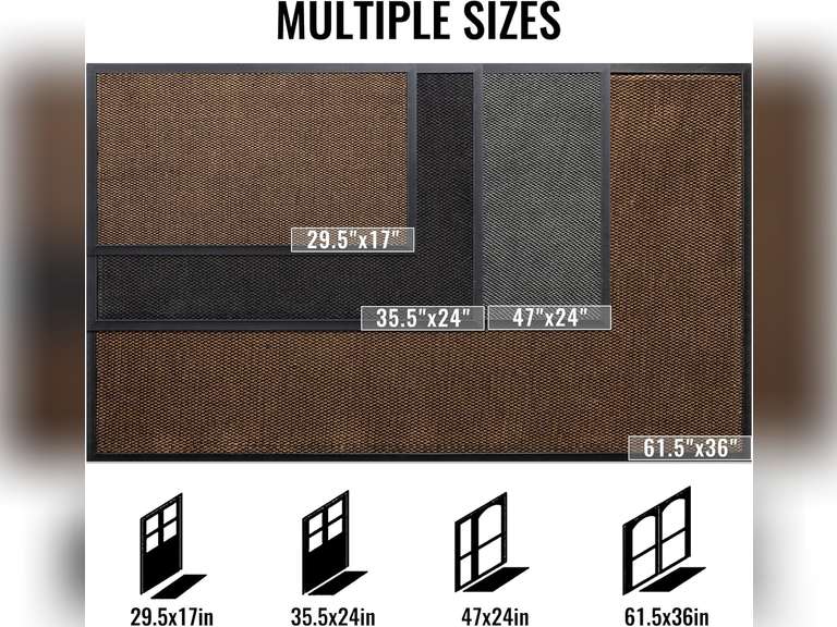 Door Mat Indoor Entrance, Outdoor Mats for Front Door, Non Slip Mat Inside and Outside, Entry Mat Doormat for Entryway, Washable Floor Mats, All Seanson Sturdy Natural Rubber Rug, 36x24 Inch, Black 49