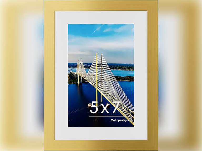 PEALSN 5x7 Picture Frame, Display Pictures 4 x 6 with Mat or 5 x 7 Without Mat for Wall Mounting Display, Photo Frames, Gold. 6
