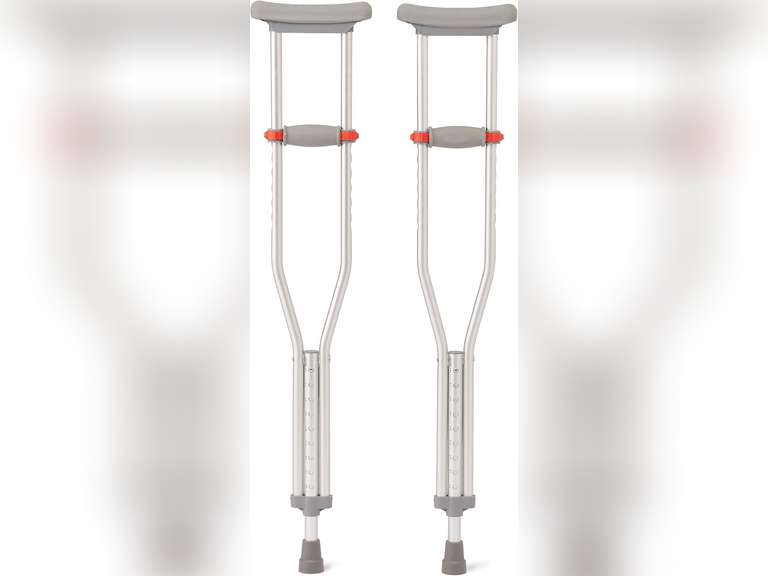 Medline Lightweight Aluminum Red Dot Guardian Crutches, for Patients 4 6 5 2 Tall, Walking Aid for Kids, Adults & Seniors, 300 lbs. Weight Capacity 33