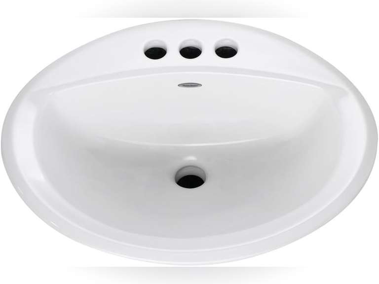 American Standard 0476.928.020 Aqualon Self-Rimming Countertop Lavatory Sink with 4-Inch Less Overflow, White 75