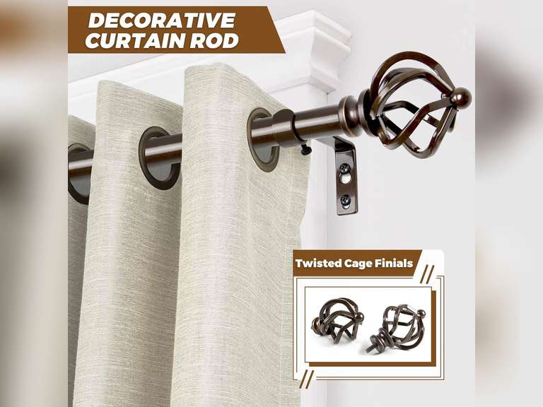 (Similar)different color KAMANINA Bronze Curtain Rod 32 to 58 Inch(2.6-4.8ft), Adjustable Curtain Rods for Windows 28 to 48 Inch, 3/4 Inch Splicing Drapery Rods with Twisted Cage Finial 19