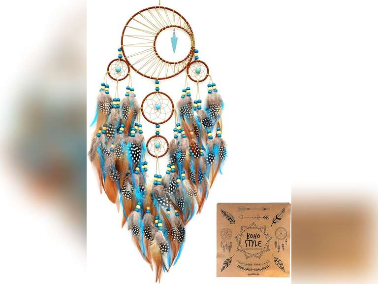 Urdeoms Large Dream Catchers for Girls Room Decor Boho Moon Dream Catcher Wall Decor Turquoise Hanging Ornament for Living Room Dorm Decor Hippie Gifts (NO.34) 19