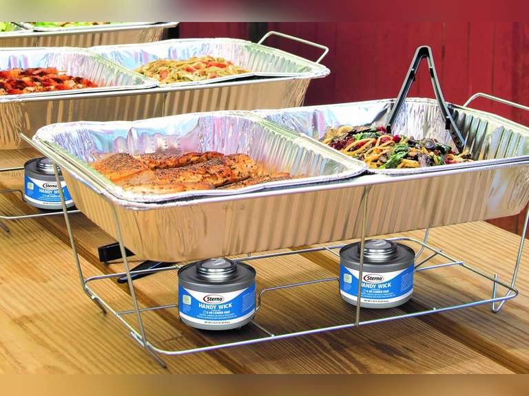 Catering to Go Kit, Folding Rack, Water Pan, 2 Cans 2-Hour Handy Wick Fuel 32