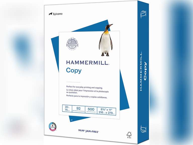 Hammermill Printer Paper, 20 lb Copy Paper, 8.5 x 11 - 1 Ream (500 Sheets) - 92 Bright, Made in the USA 10