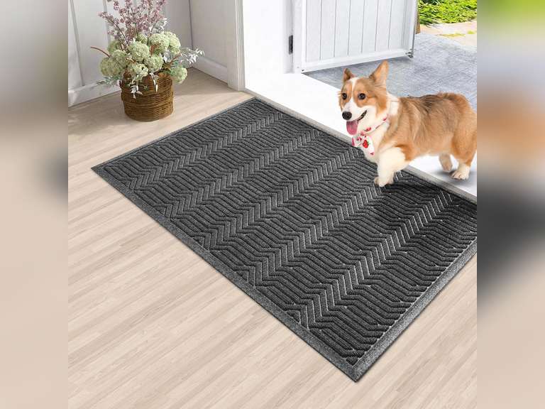 Door Mat Indoor Entrance, Sturdy Front Door Mat Outdoor, Absorbent Muddy Dirt Resist Welcome Door Mats, Non-Slip Backing Entry Mat Doormat for Entryway, Fade and Stain Resistant, 47x32 Inch, Grey 48