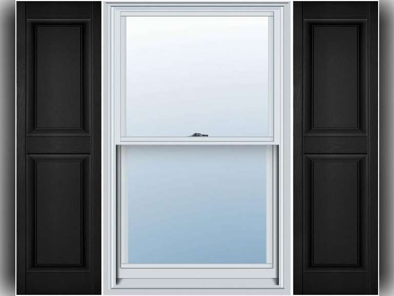 Lifetime Vinyl LP2S12X03100BL Standard Two Equal Panel Vinyls, Raised Panel Vinyl Shutters, w/Installation Shutter-Lok's & Matching Screws (Per Pair), 12"W x 31"H, Black 71