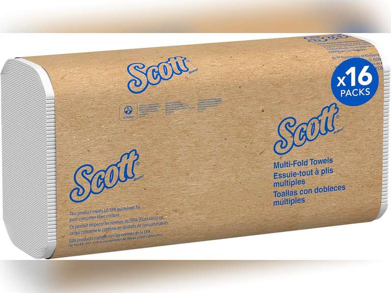 Scott Professional Universal Multifold Paper Towels, Bulk (01840), Absorbency Pockets, White, 9.2'x9.4' Towel, Compressed, Compact (250 Sheets/Pack, 16 Packs/Case, 4,000 Sheet Total) 36
