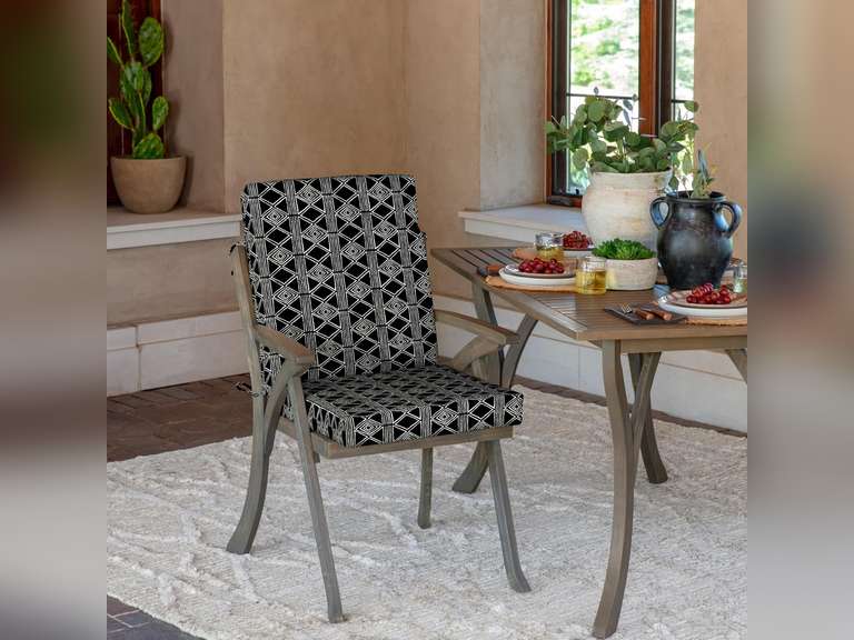 Arden Selections Outdoor Dining Chair Cushion 20 x 20, Black Global Stripes 4 pieces 146