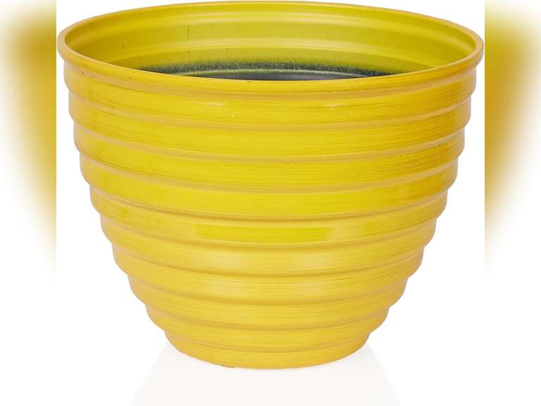 Alpine Corporation TWM116HH-S-YL 12" Yellow Ribbed Plastic Planter 20