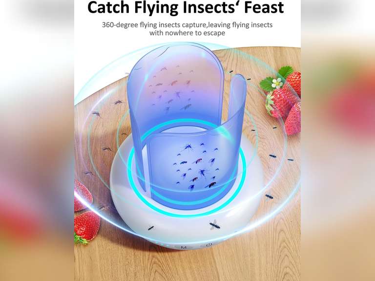 360 Flying Insect Trap with 60h USB Rechargeable Battery, Get-rid Food, Plant Fruit-Fly Killer, Night Light Catcher for Gnat, Noseeum, Flies, Housefly, Trap on Indoor House, Insectos Trampa 29