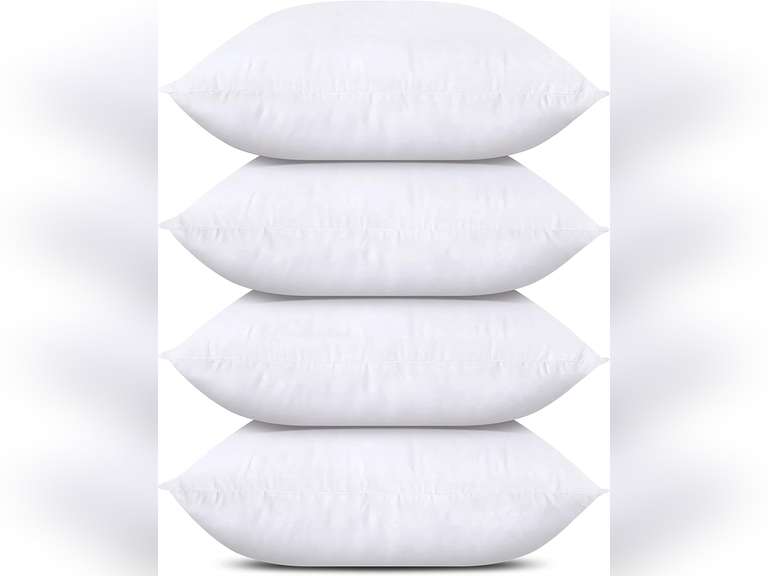 Utopia Bedding Throw Pillows (Set of 4, White), 18 x 18 Inches Pillows for Sofa, Bed and Couch Decorative Stuffer Pillow 21