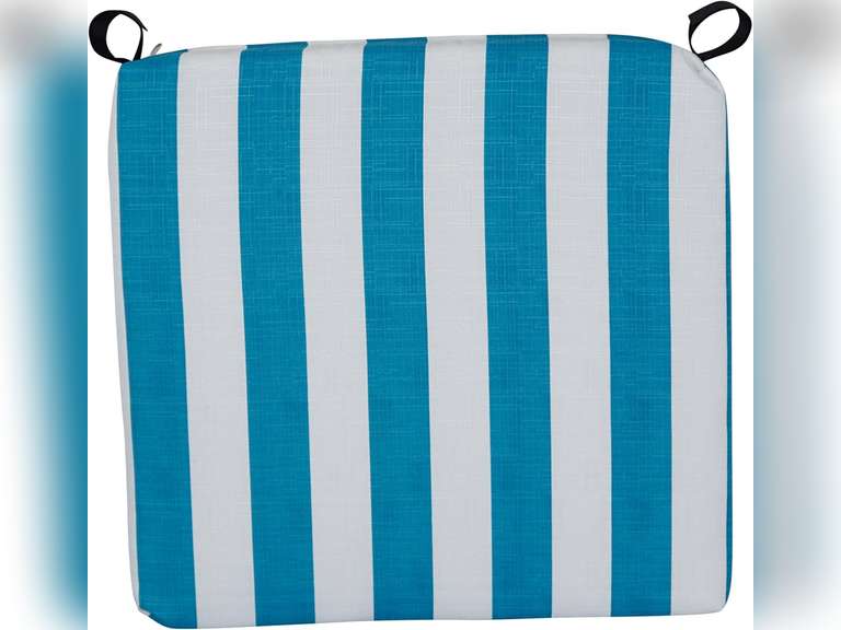 Blazing Needles Square Outdoor Chair Cushion, 20 x 19, Classic Stripe Turquoise 2 Count 72