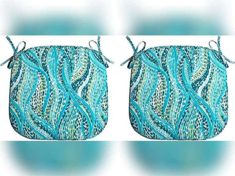 Arden Indoor/Outdoor Foam Seat Pad, 2 Pack, 17 x 16, Patio Cushion, Water Repellent, Fade Resistant, Foam Cushion Teal Ariel 22