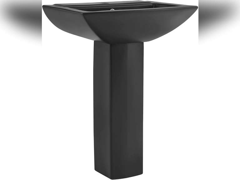 Sublime Square Two-Piece Pedestal Sink in Matte Black 234