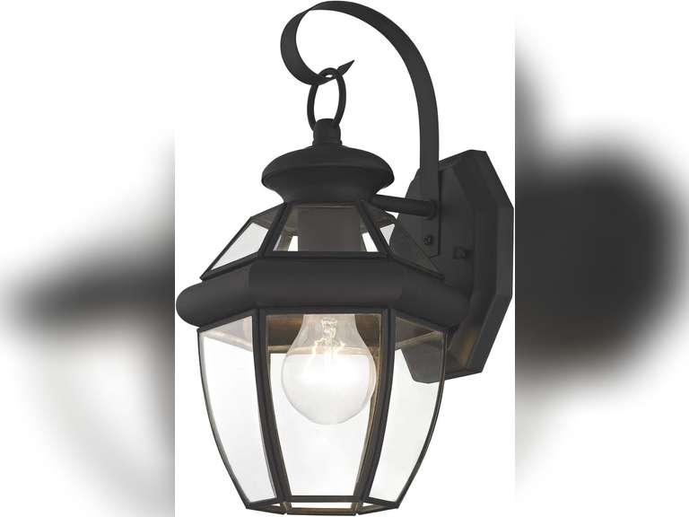 Livex Lighting 2051-04 Monterey 1 Light Outdoor Black Finish Solid Brass Wall Lantern with Clear Beveled Glass 108