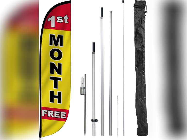 LookOurWay Real Estate Themed 12-Feet Tall Feather Flag Complete Set with Poles & Ground Spike 64