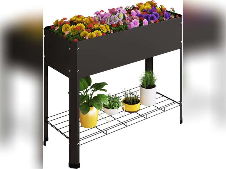 PROXRACER Raised Garden Bed with Detachable Legs Elevated Metal Planter Box for Growing Fresh Herbs Vegetables Flowers Succulents&Other Plants for Outdoor Backyard Patio Deck Balcony Black L 135