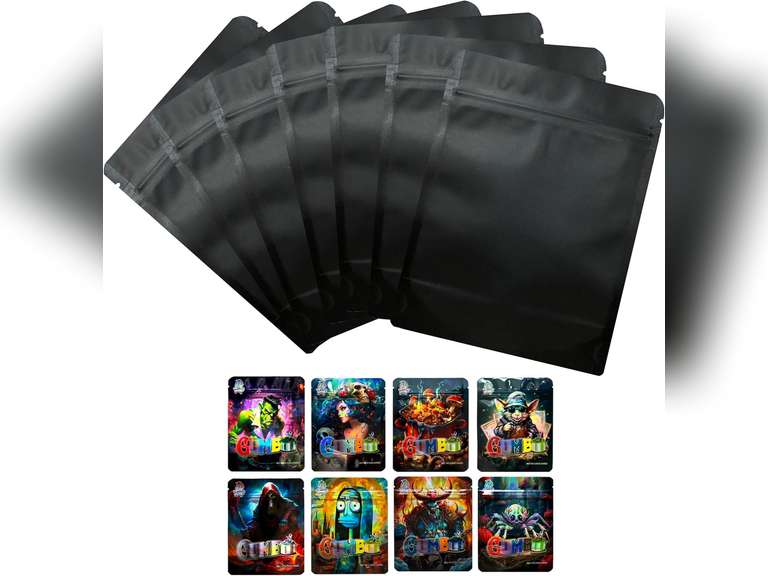 100 Pack Storage Bags, Resealable Candy Bags, Gift Baggies, Stand-up Packaging Pouch (GB) 25