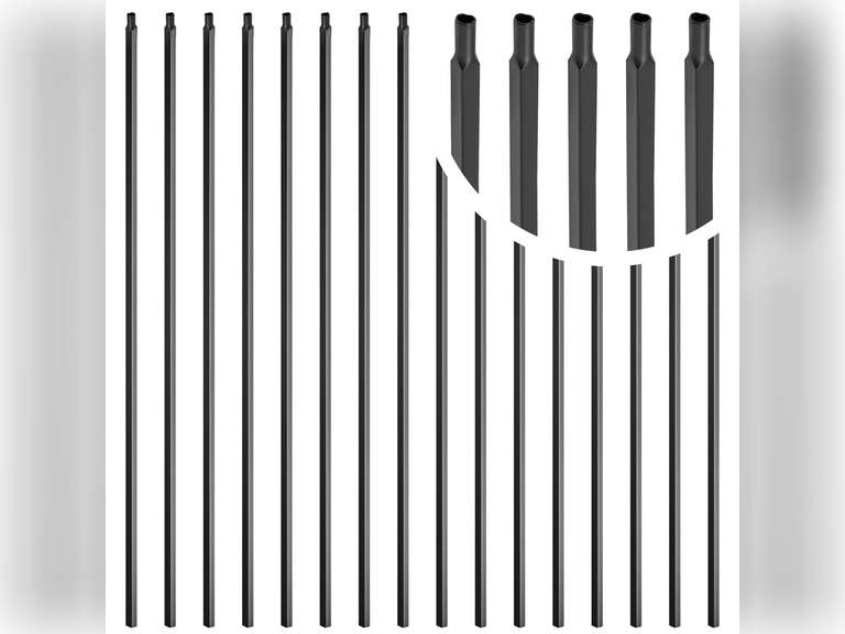 15 Pcs Iron Balusters for Staircase, 1/2" x 44" Wrought Iron Baluster, Square Metal Balusters Hollow Straight Iron Spindles for Stairs Satin Black Deck Railing 57