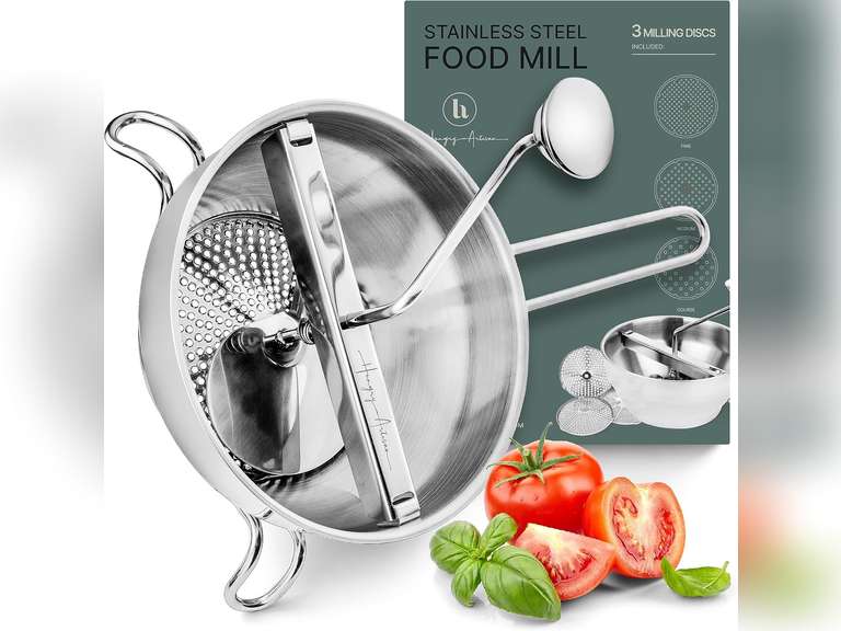 Ergonomic Food Mill Stainless Steel With 3 Grinding Discs - Rotary Food Mill for Tomato Sauce, Applesauce, Puree, Mashed Potatoes, Jams, Baby Food 40