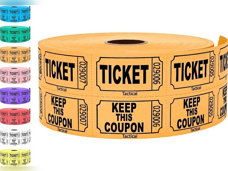 1000 Tacticai Raffle Tickets, Orange (1 of 8 Colors), Double Roll, Ticket for Events, Entry, Class Reward, Fundraiser & Prizes 9