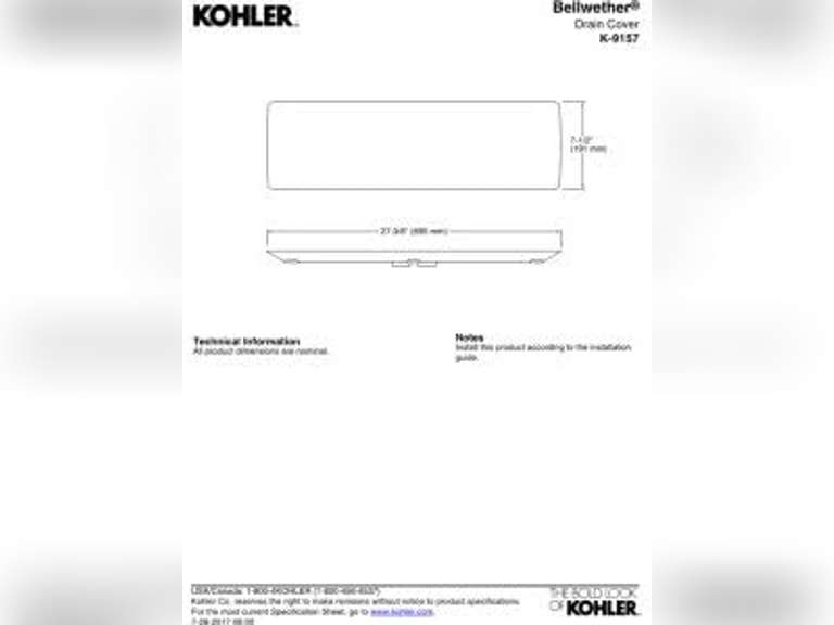 Kohler K-9157-0 Bellwether Plastic Drain Cover for 60-Inch x 34-Inch Shower Base, White 58