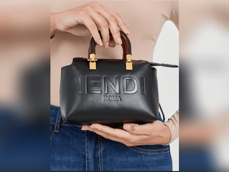 Embossed Handbag with Zip Closure Black For Women 40