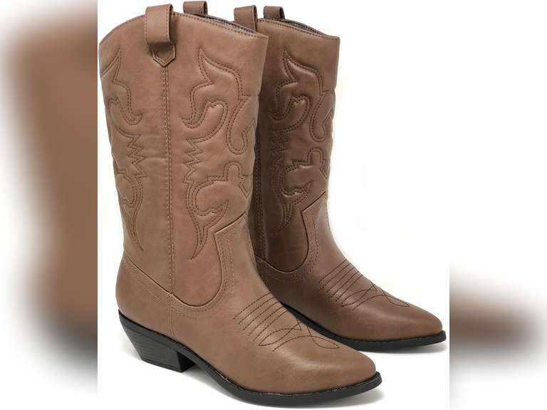 Soda Red Reno Western Cowboy Pointed Toe Knee High Pull On Tabs Boots color brown Size: 9 33