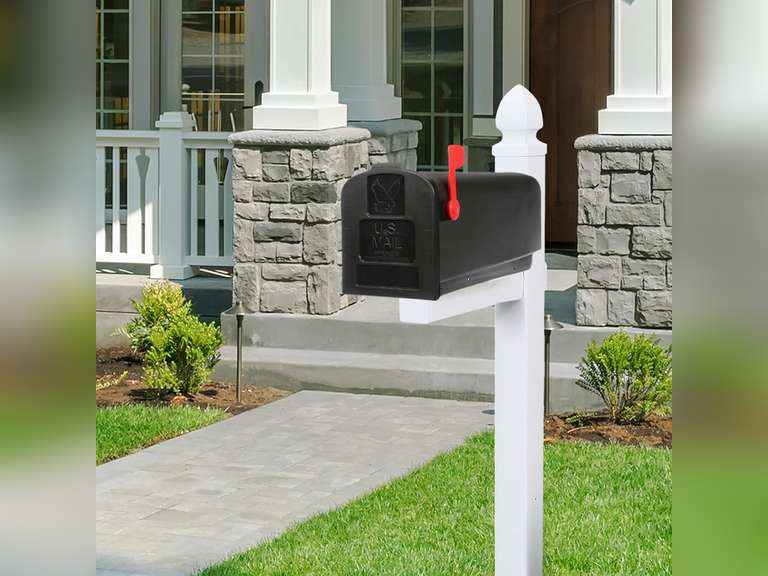 Architectural Mailboxes Parsons Medium Capacity, Plastic Post Mount Mailbox, Black 31