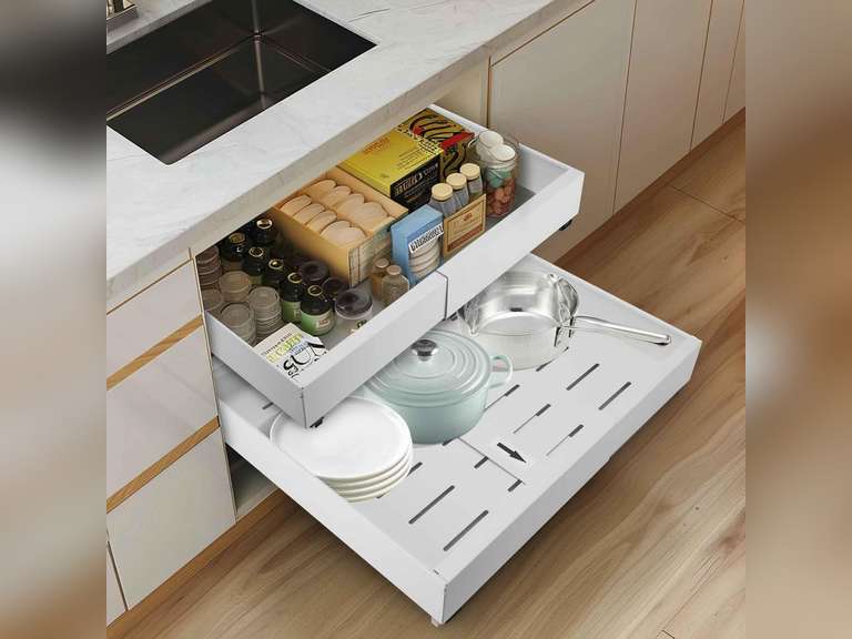 (SIMILAR)21" Deep Expandable Pull Out Cabinet Organizer,(12"-20")Slide Out Drawers For Kitchen Cabinets,Adhesive With Nano Film, Peel and stick Pull Out Drawers For Cabinets In Kitchen, Pantry (white,1PACK) 36