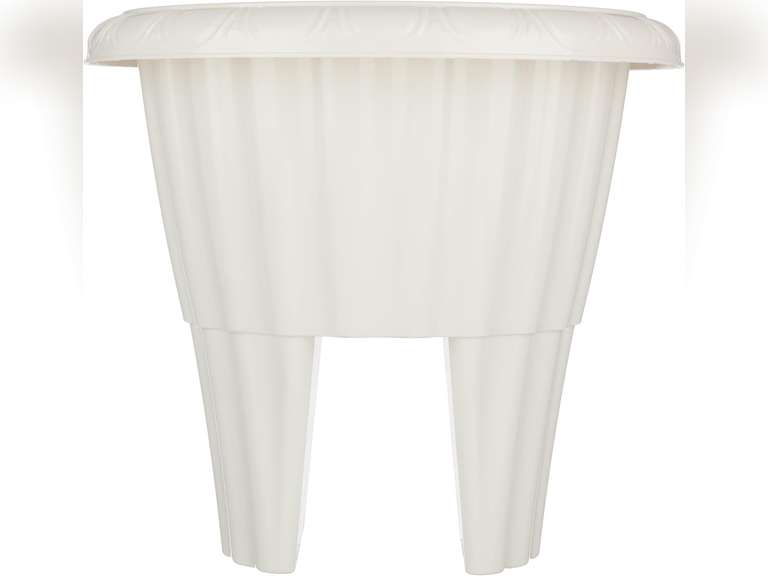 Pure Garden Railing Planter - 13.5-Inch Round Flower Box with Drainage Insert - 2.64-Gallon Outdoor Planter Box for Deck, Porch, or Balcony (White) 54