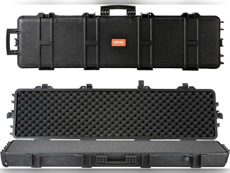 VEVOR Rifle Case, Rifle Hard Case with 3 Layers Fully-protective Foams, lockable Hard Gun Case with Wheels, IP67 Waterproof & Crushproof, for Two Rifles or Shotguns, Airsoft Gun 85