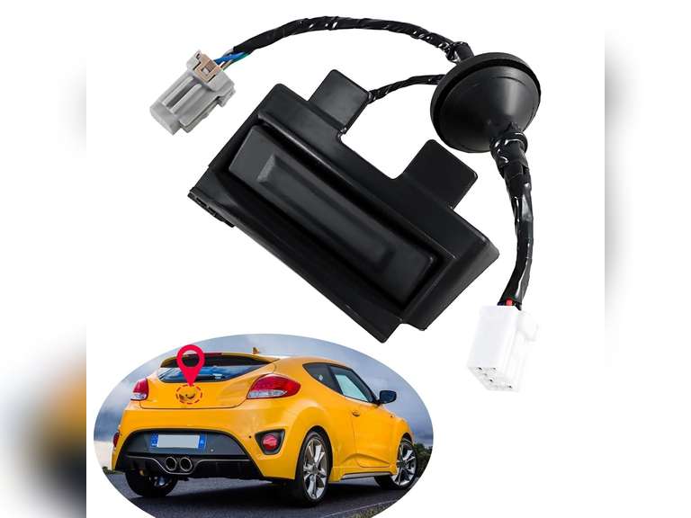 FUSCH Outside HDL Lock Assembly Back Hatch Release Switch Trunk Button Hatch Release Button Compatible with Hyundai Veloster 2012-2017 with Camera Replace#:81260-2V010 19