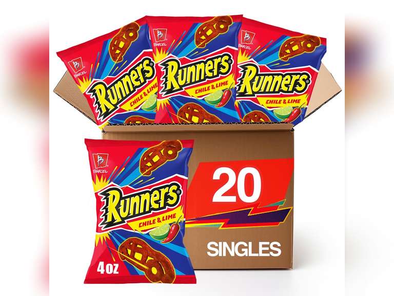 Barcel Runners 20 ct, 4 oz Snack Size Case, Chili Pepper & Lime Flavored Spicy Corn Snacks Best by 05/25 40