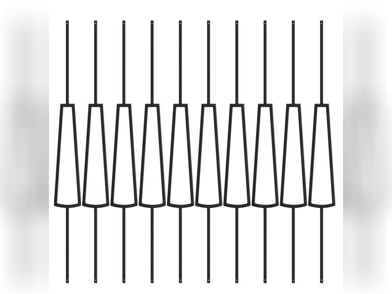 Wrought Iron Stair Balusters - 10 Pack Decorative Metal Indoor Stair Railing Spiral Stair Railing - 1/2 -inch Hollow Ellipse Iron Stair Spindles Satin Black Metal Railing 100
