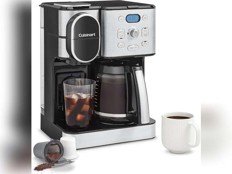 Cuisinart Coffee Maker, 12-Cup Glass Carafe, Automatic Hot & Iced Coffee Maker, Single Server Brewer, Stainless Steel, SS-16 171