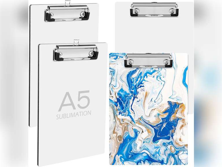 Seajan 4 Pcs Sublimation Blank White Clipboard File Standard A5 Letter Size Clipboard with Low Profile Clip Thermal Transfer Office for Nurses Students Teachers Lawyers Staff 27