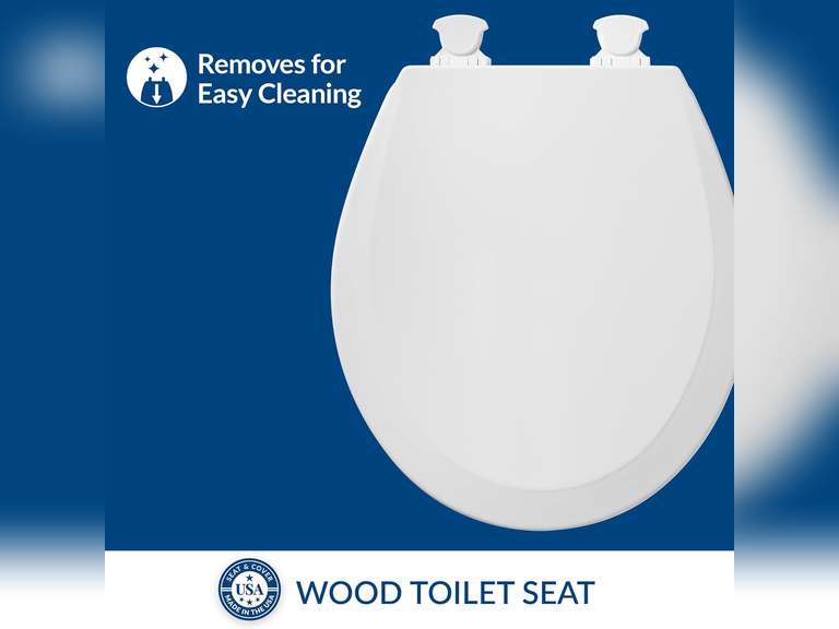 BEMIS 500EC 390 Toilet Seat with Easy Clean & Change Hinges, 1 Pack Round, Cotton White 17
