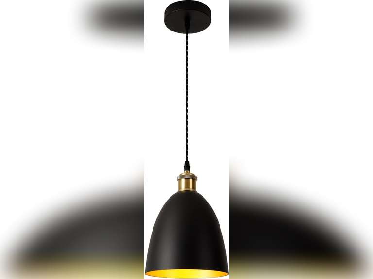 Modern Round Hanging Light Black and Gold Pendant Light, 7 inches in Diameter, Suitable for Kitchen Island, Kitchen Sink, Dining Room, Bedroom, Hallway 10