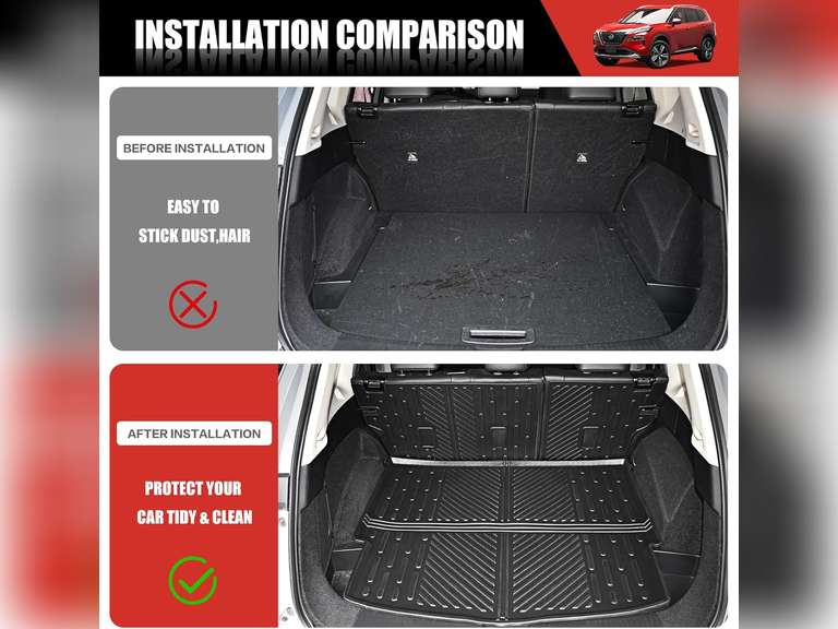 Cargo Mat Fit for 2021-2024 Nissan Rogue Cargo Liner TPE Trunk Mat All Weather Seats Back Protector for 2024 Nissan Rogue Accessories(Cargo Mat+Backrest Mat, Non Sport Model) 88