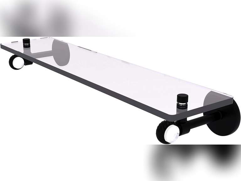 Allied Brass CV-1T-22 Clearview Collection 22 Inch Twisted Accents Glass Shelf, Matte Black 79