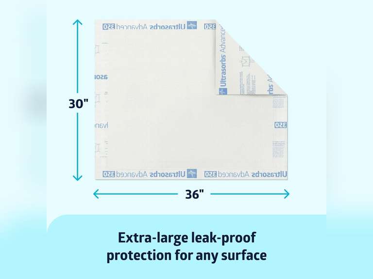 Medline Extasorbs Extra Strength Drypad Underpads (30" x 36"). Case of 70. 104