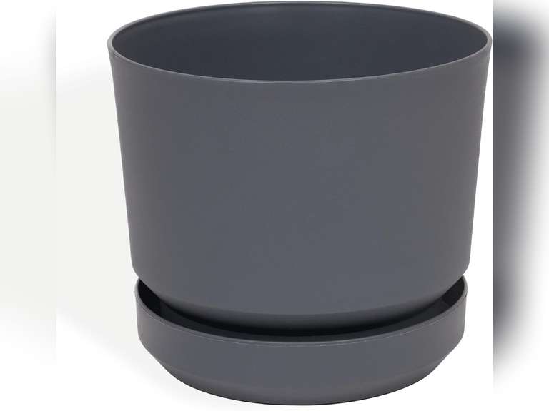 Elly D cor 8 inch Plastic Cylinder Planter Pot with Self-Watering Saucer and Drainage Hole,Lightweight & Extremely Durable, 8"x 8", Gray 27