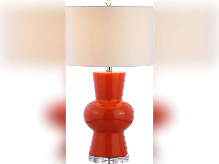 JONATHAN Y JYL4027C Julia 28.5" Ceramic Table Lamp, Coral 90