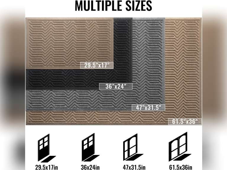 Door Mat Indoor Entrance, Sturdy Front Door Mat Outdoor, Absorbent Muddy Dirt Resist Welcome Door Mats, Non-Slip Backing Entry Mat Doormat for Entryway, Fade and Stain Resistant, 47x32 Inch, Brown 40